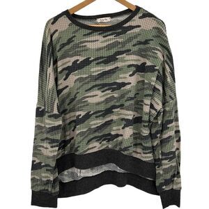 Spring Haze slouchy green camp waffle knit top  size medium